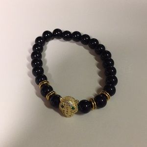 Black beaded tiger/leopard bracelet